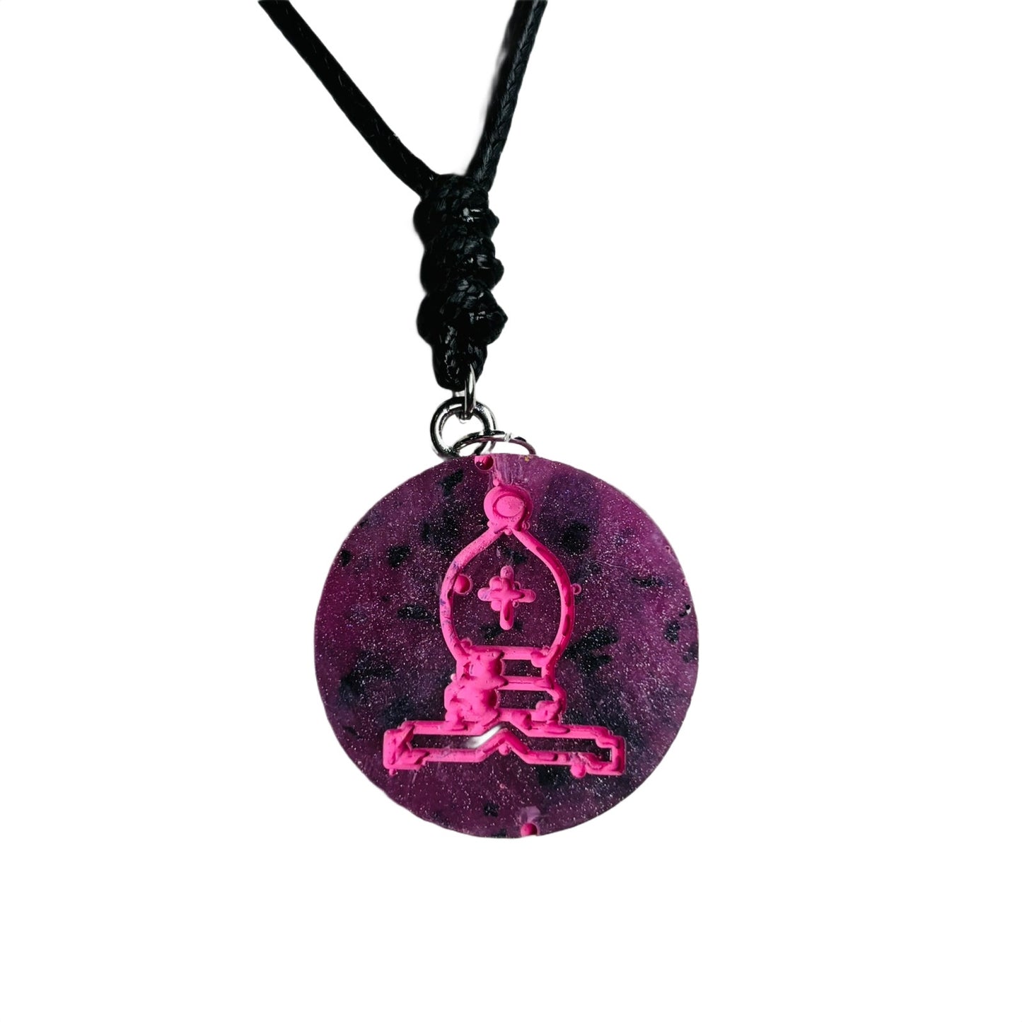Pink Print Bishop - Handmade Resin Chess Necklace