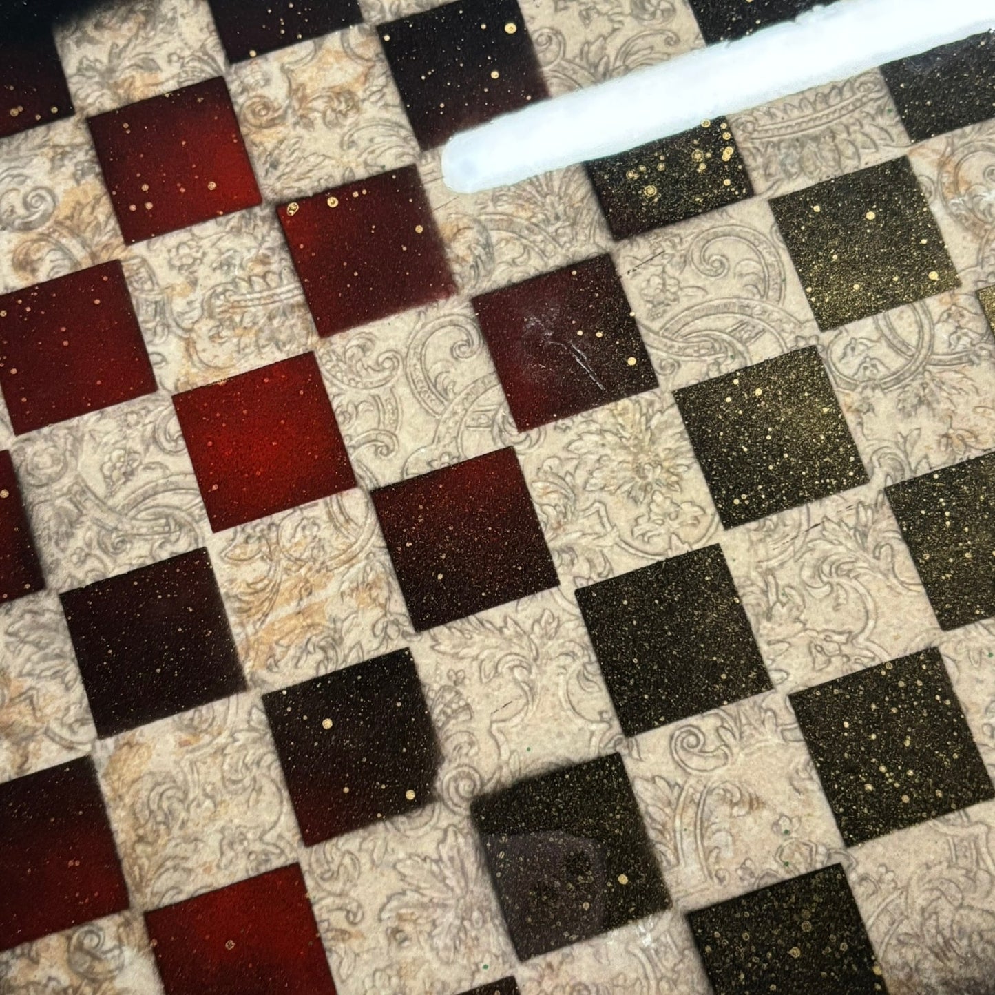Black & Red Vintage - Resin Coated Chess Board