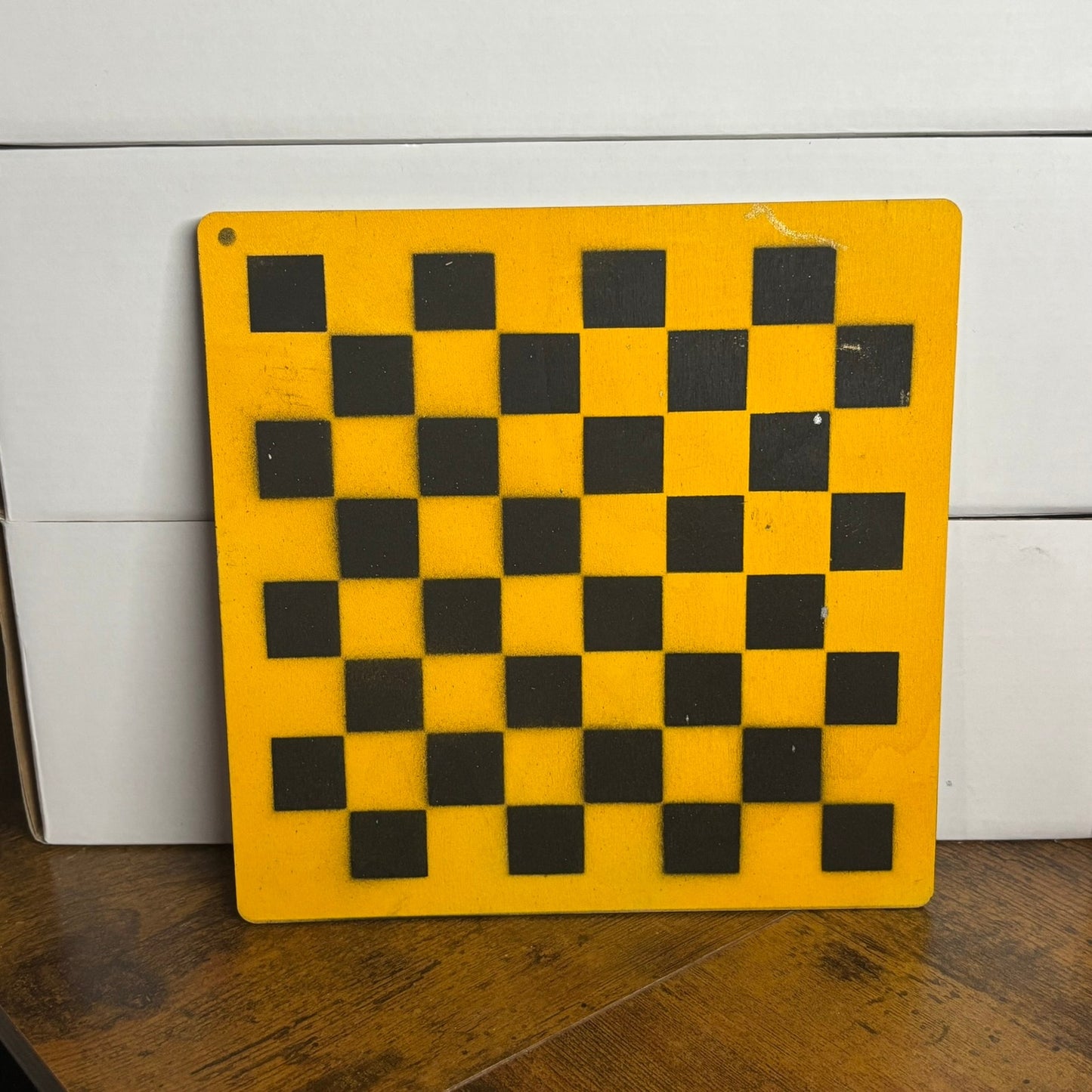 Yellow & Black - Painted Thin Wooden Chess Board
