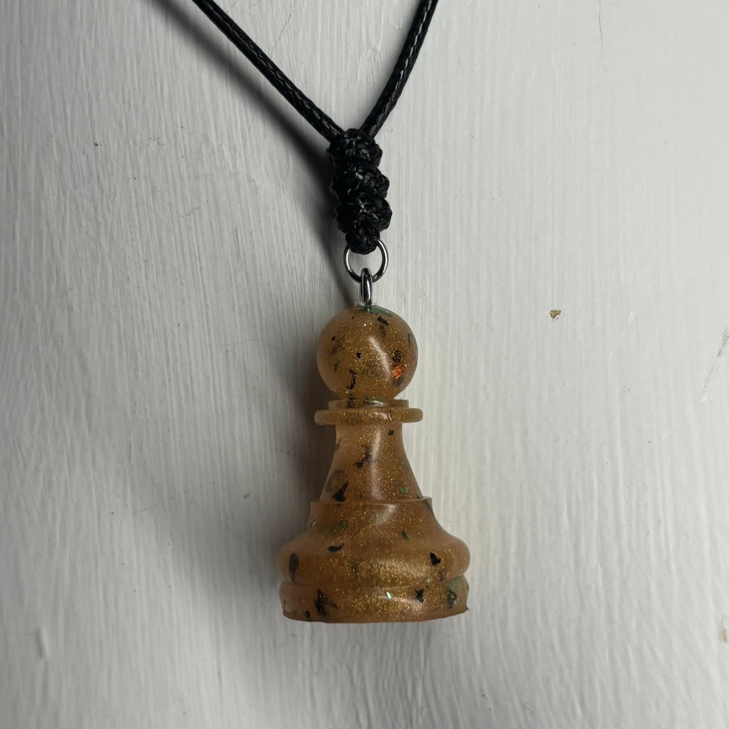Spotted Gold Pawn - Handmade Resin Chess Necklace
