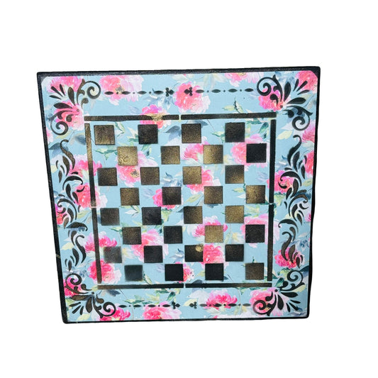Blue Sky Flowers - Scrapbook Chess Board