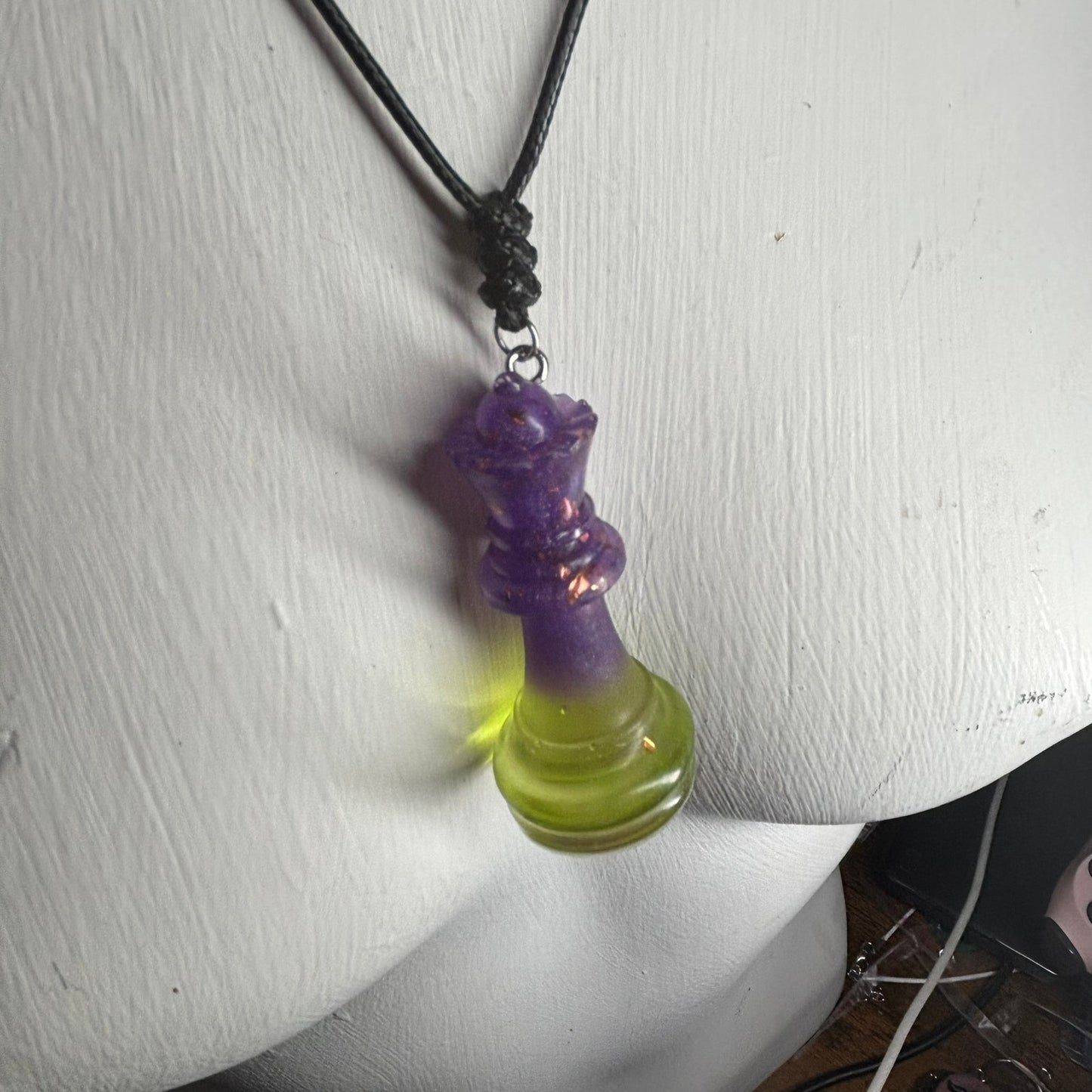Starlight Purple Crystal Queen - Handmade Resin Chess Necklace