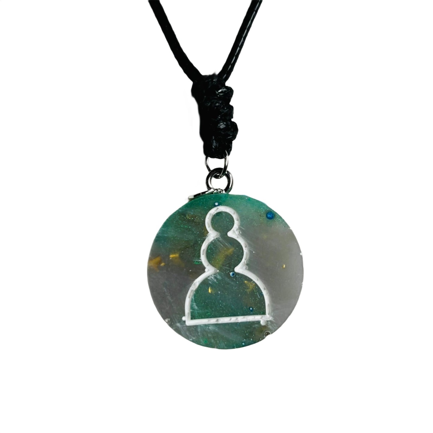 Moon Green Pawn - Handmade Resin Chess Necklace