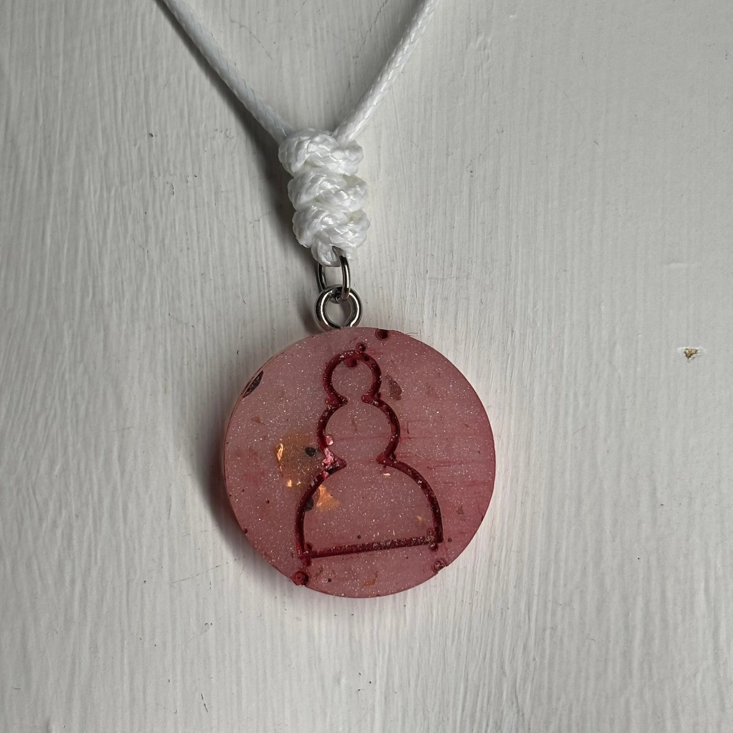 Red Iced Pawn - Handmade Resin Chess Necklace