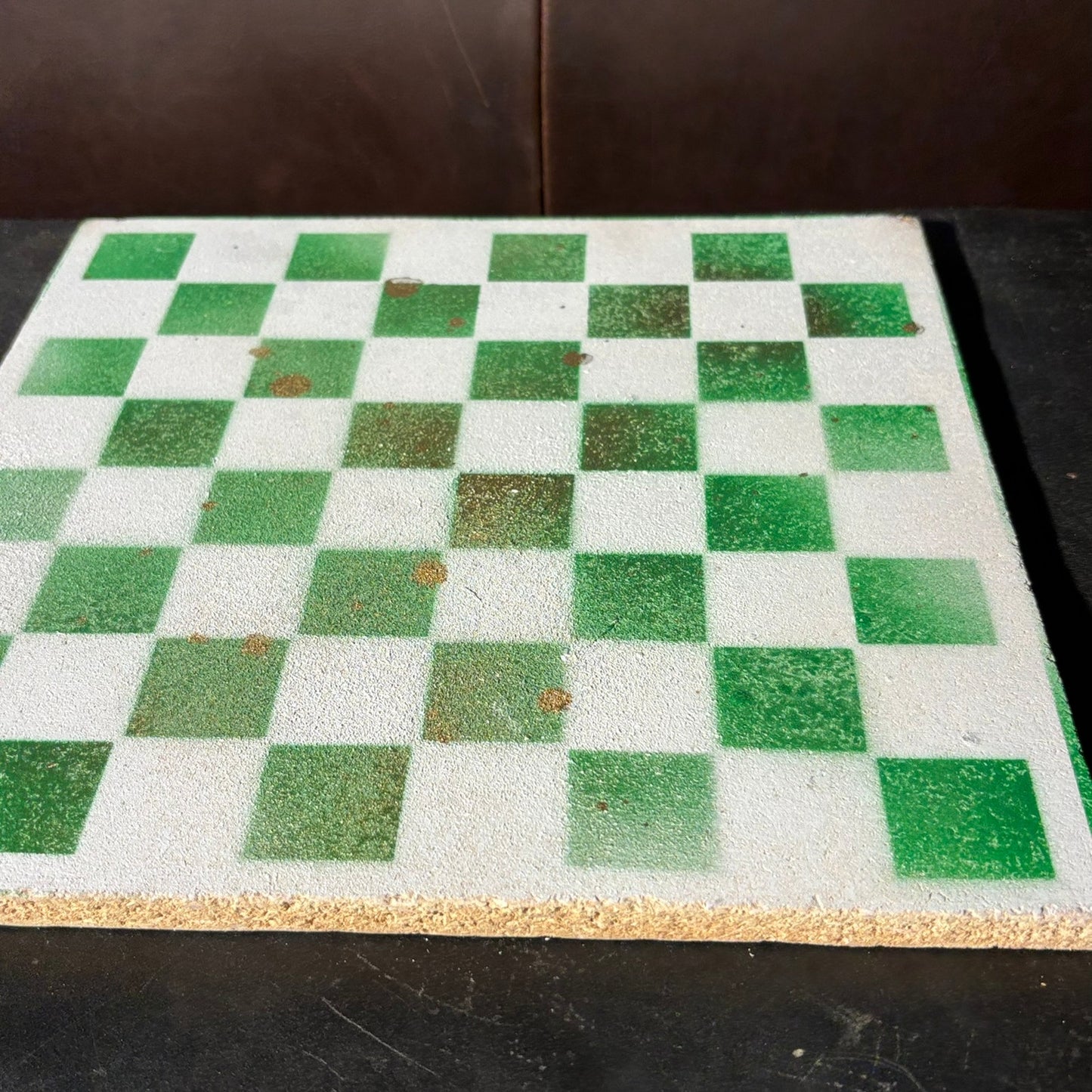 Green & White, Golden Blush - Painted Chess Board