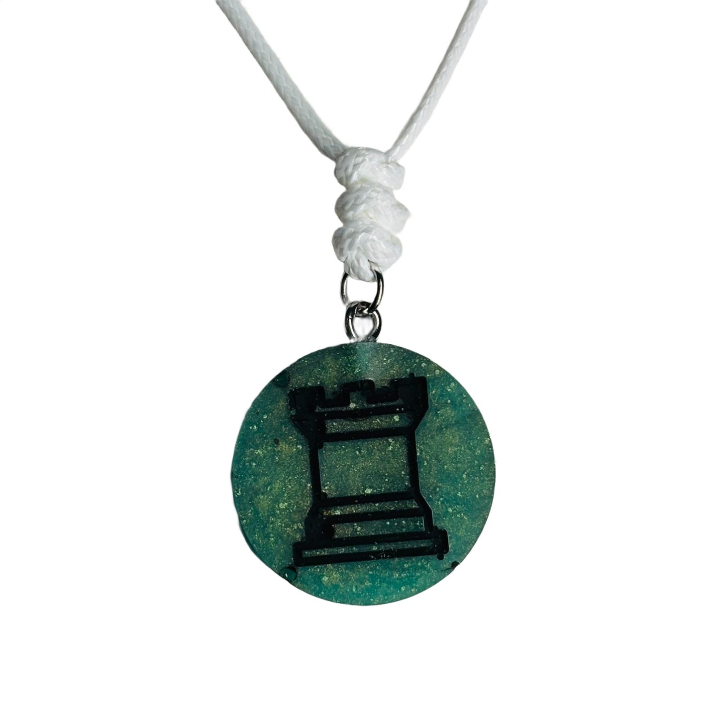 Green Rook - Handmade Resin Chess Necklace