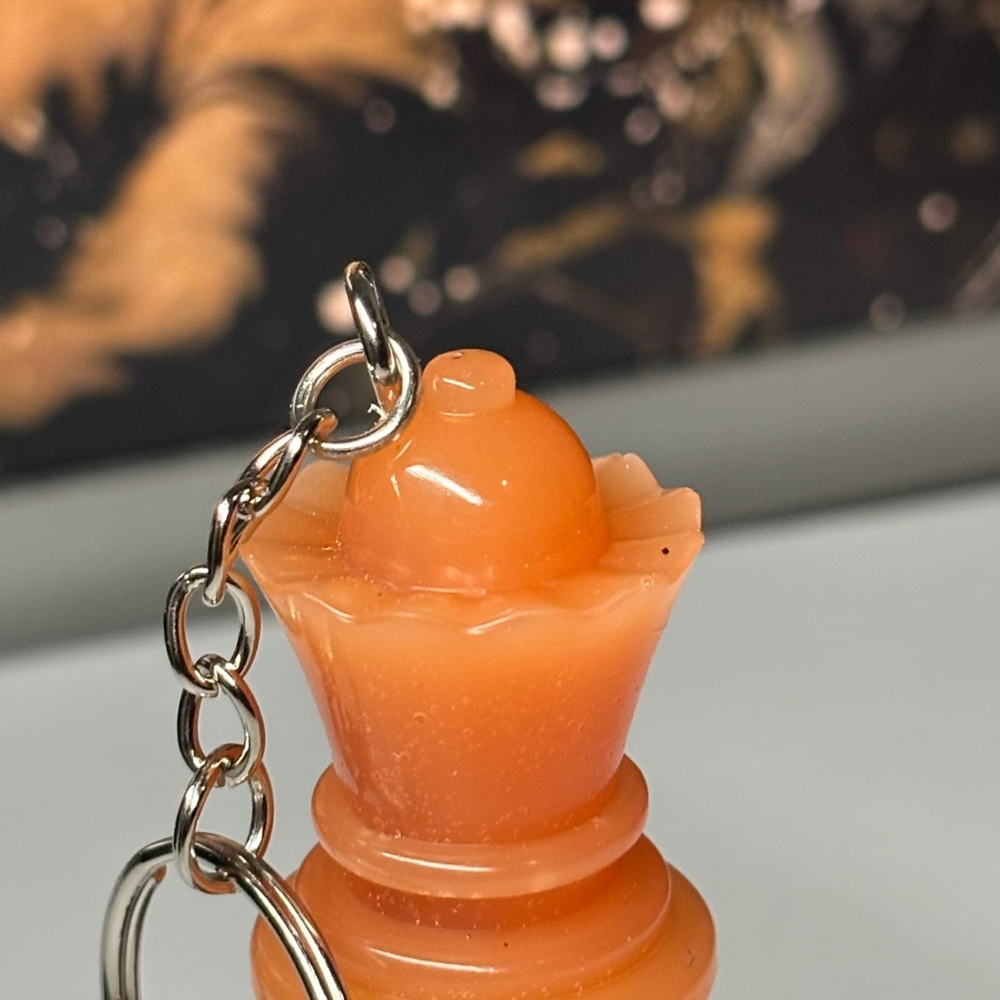 Brown Orange Dual Queen - Handmade Resin Keychain - Large Edition