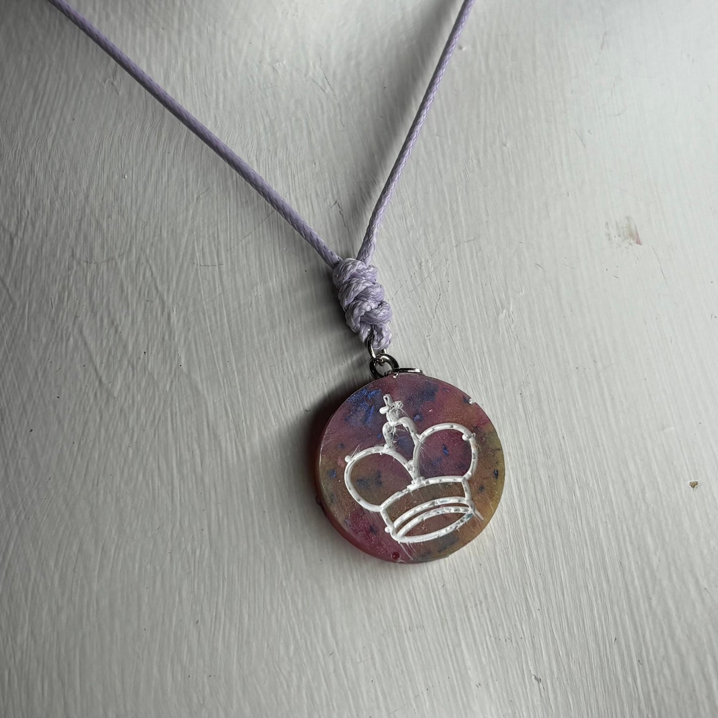 Pink Royal King - Handmade Resin Chess Necklace