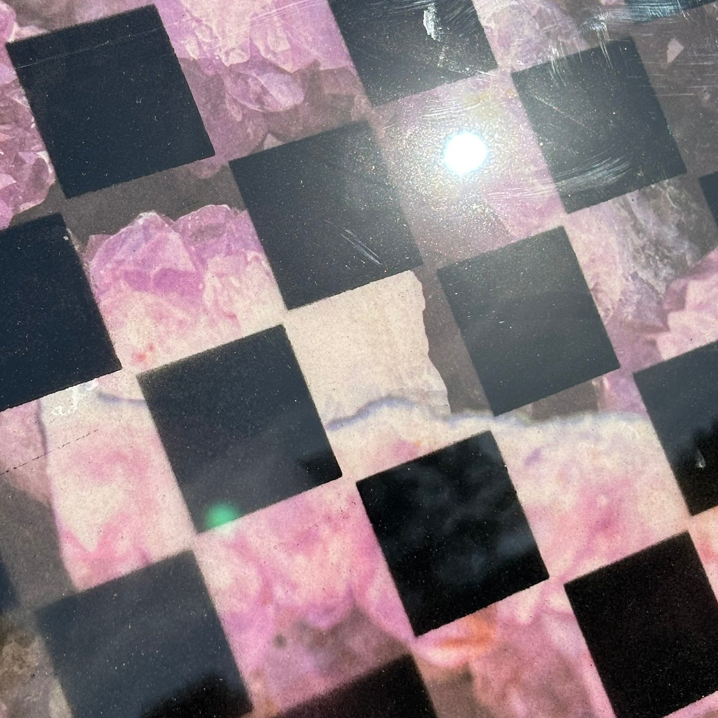 Pink Crystals - Resin Coated Chess Board