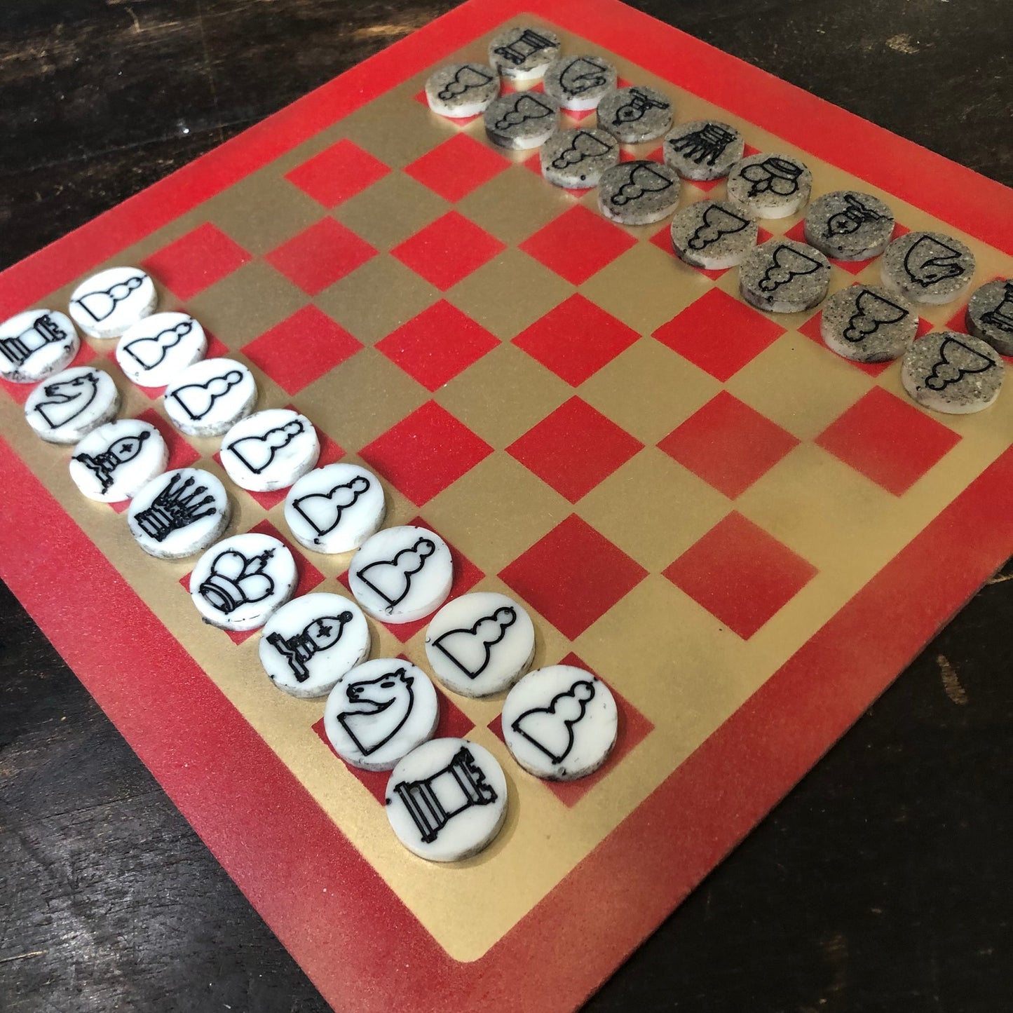 Supreme Golden Red- Painted Chess Set