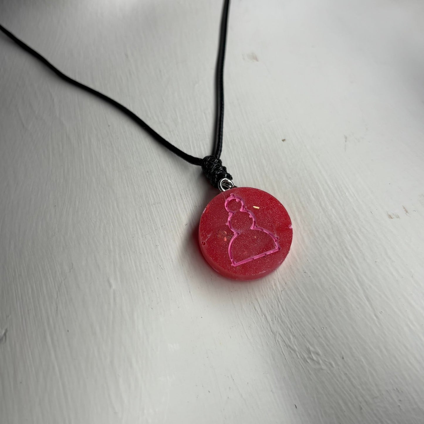 Fiery Pawn - Handmade Resin Chess Necklace