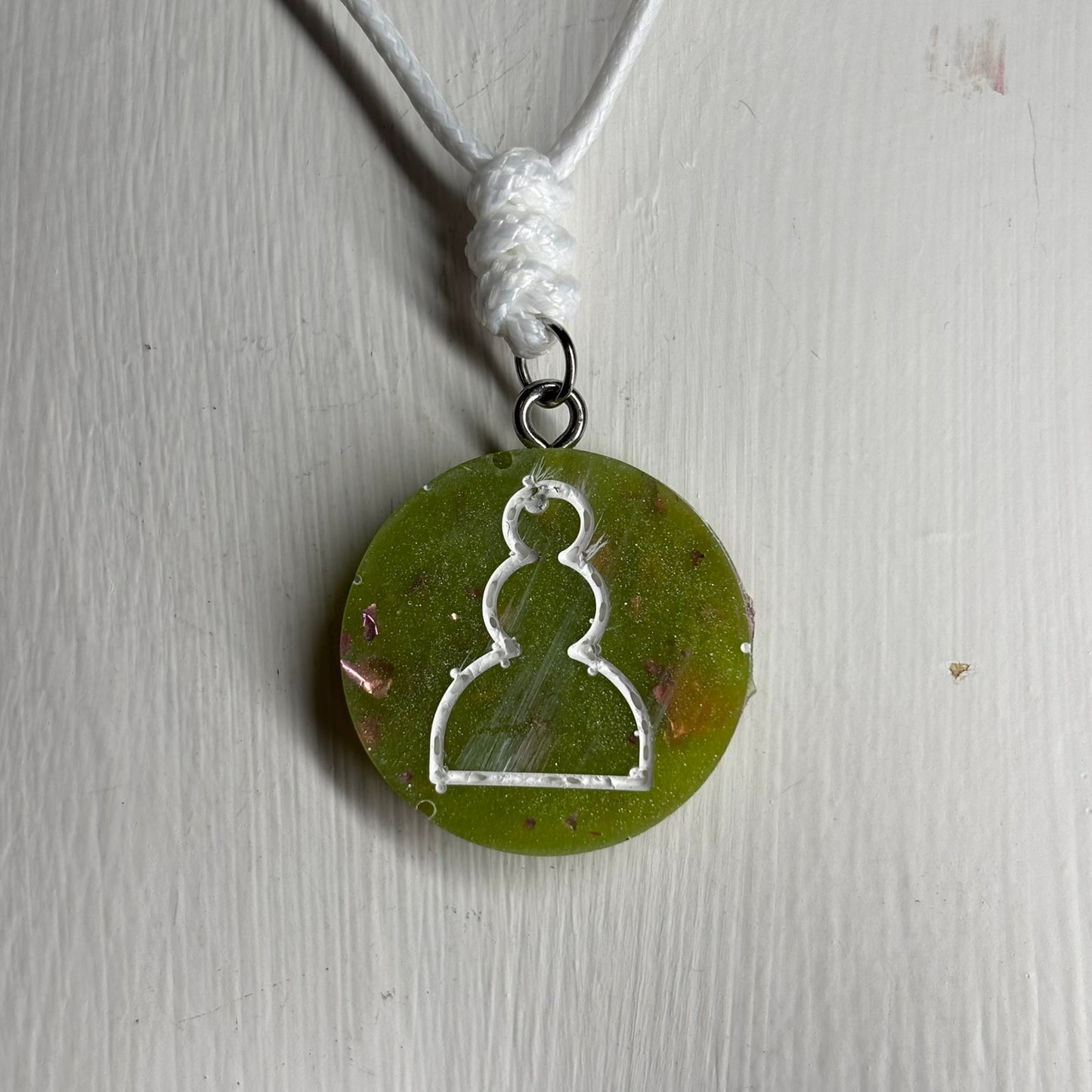 Clean Green Pawn - Handmade Resin Chess Necklace