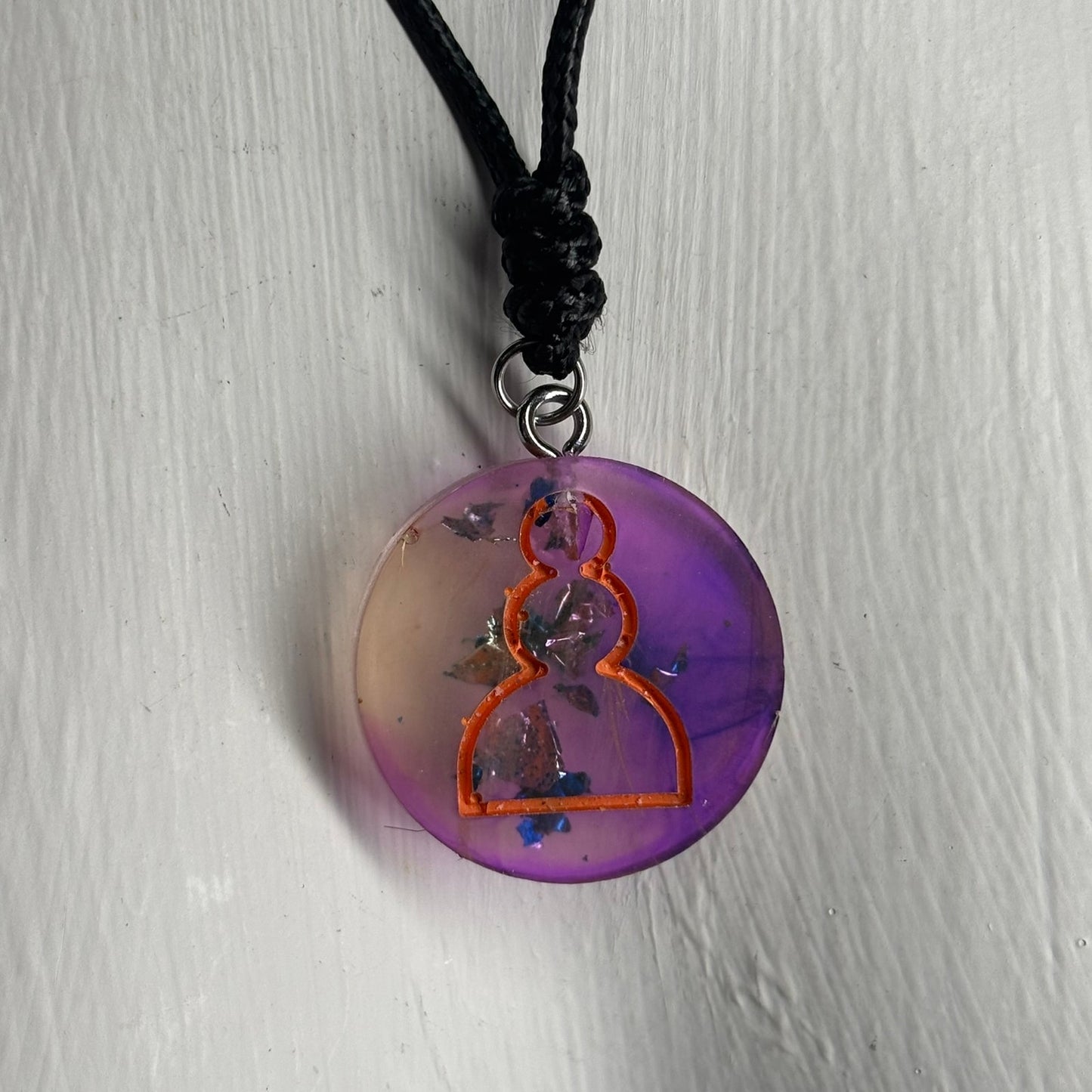 Cosmic Purple Pawn - Handmade Resin Chess Necklace