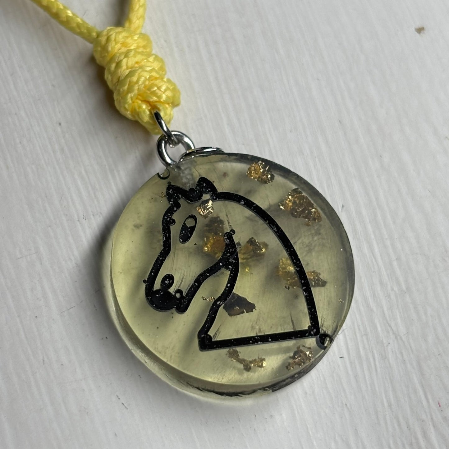 Lime Knight - Handmade Resin Chess Necklace