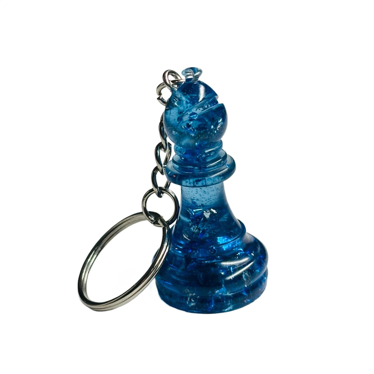 Crystal Blue Bishop - Handmade Resin Keychain