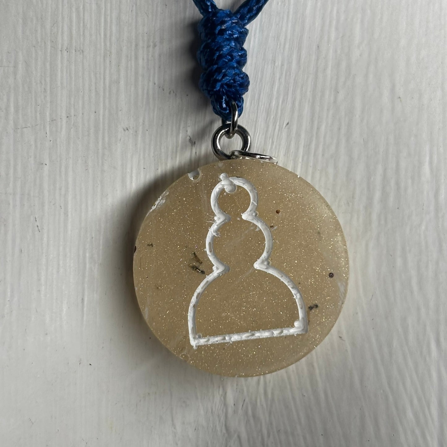 Cream Pawn - Handmade Resin Chess Necklace