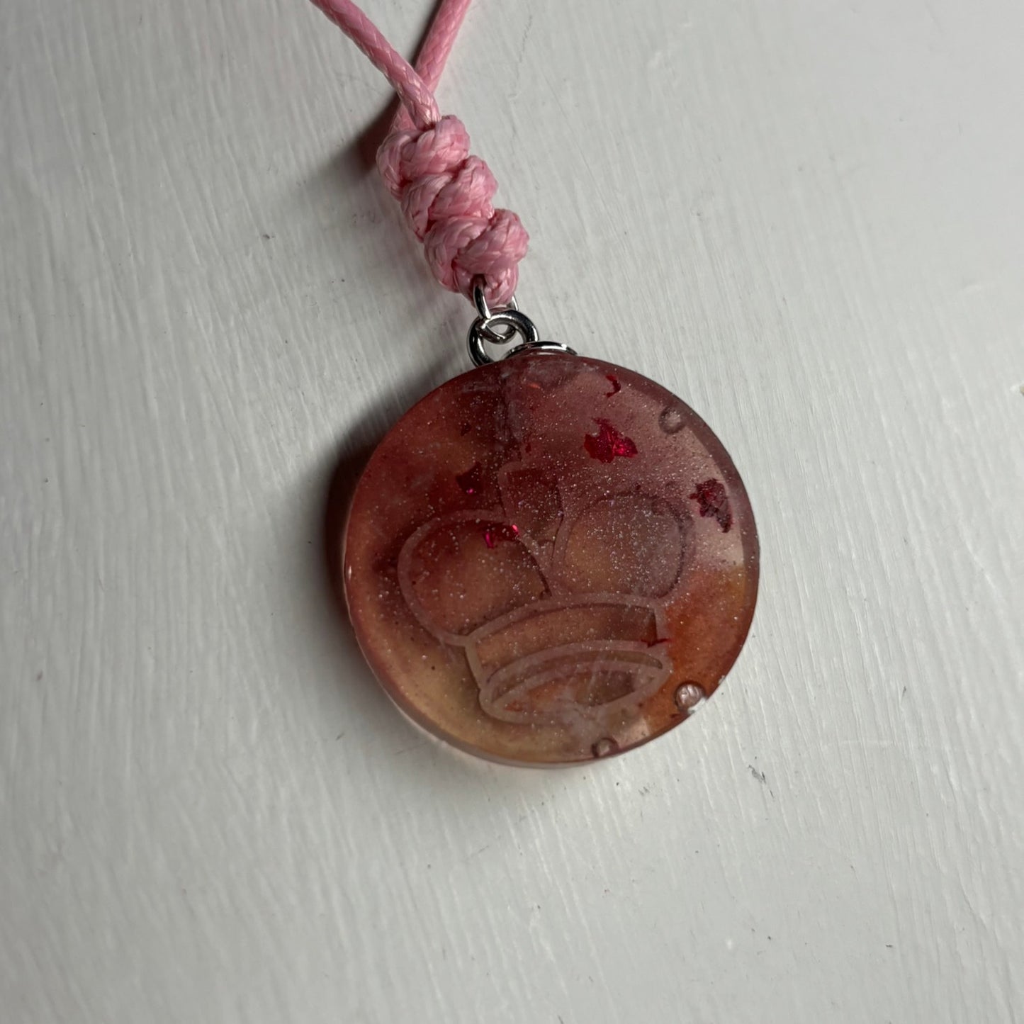 Pink Coffee King - Handmade Resin Chess Necklace
