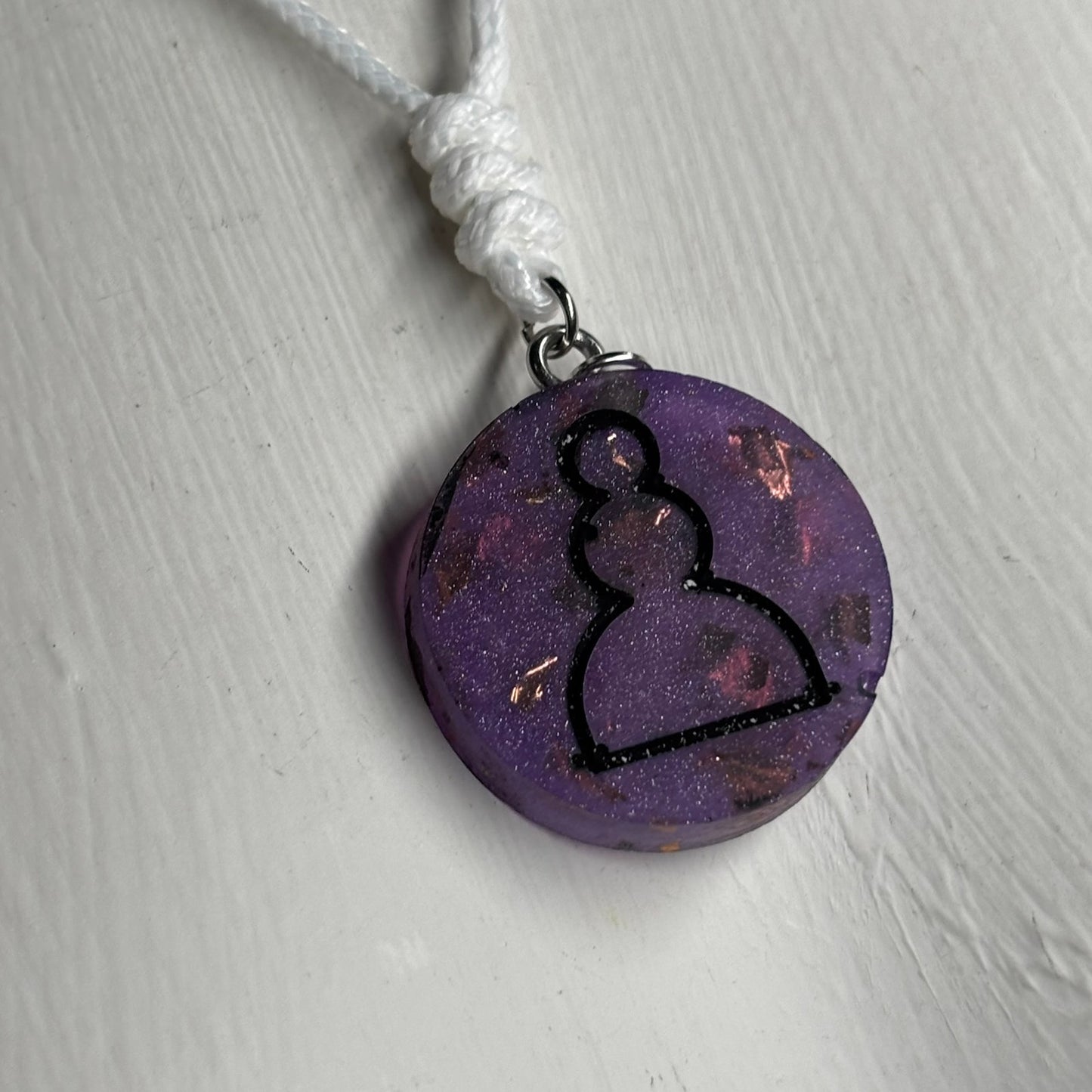 Dark Purple Pawn - Handmade Resin Chess Necklace