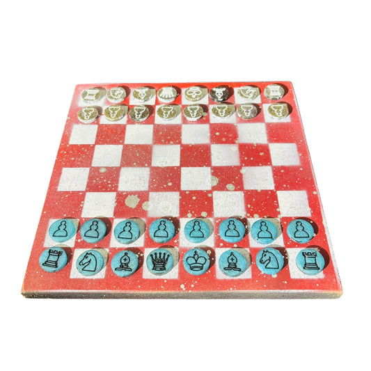 Red Chrome Drip - Painted Chess Set