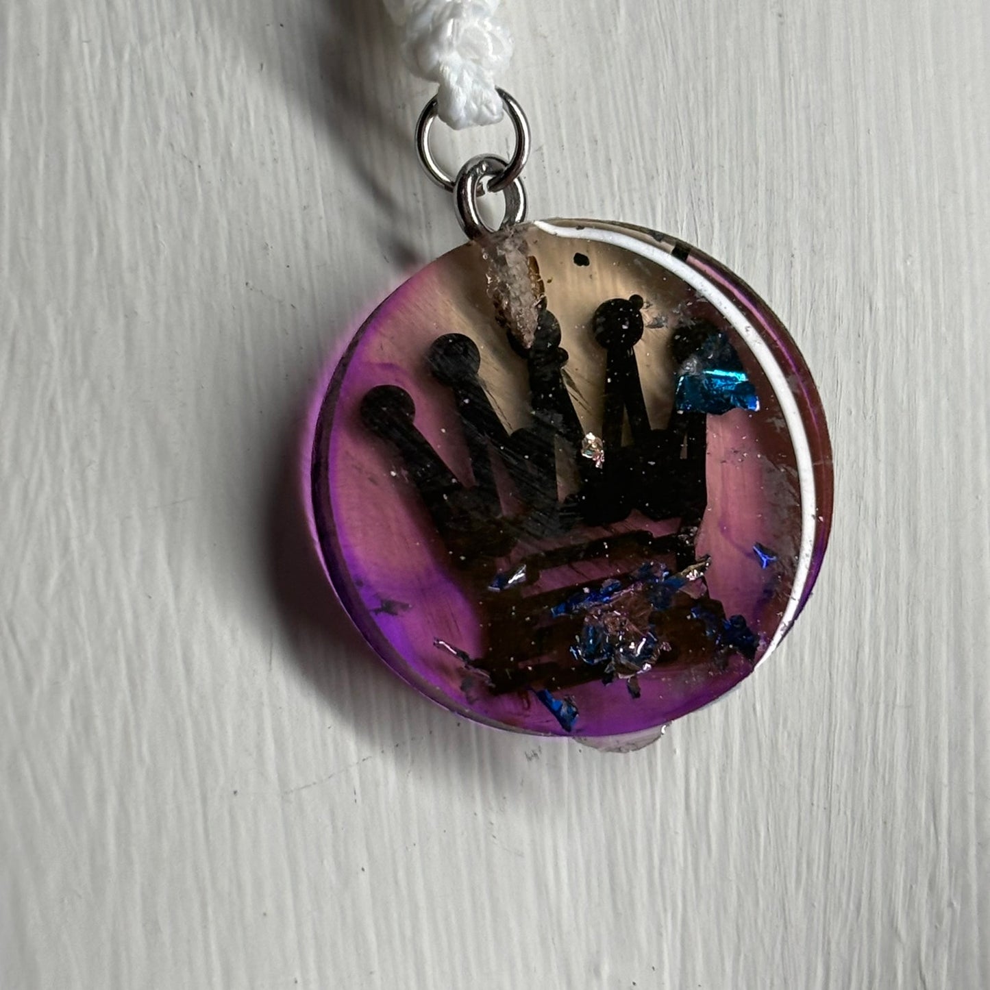 Purple Swirl Queen - Handmade Resin Chess Necklace
