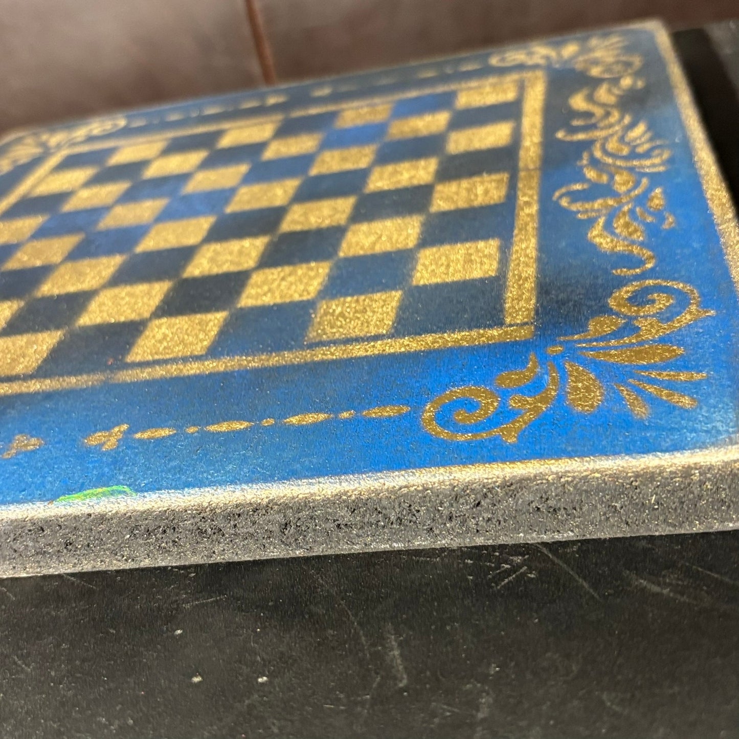 Blue Gold - Painted Chess Board