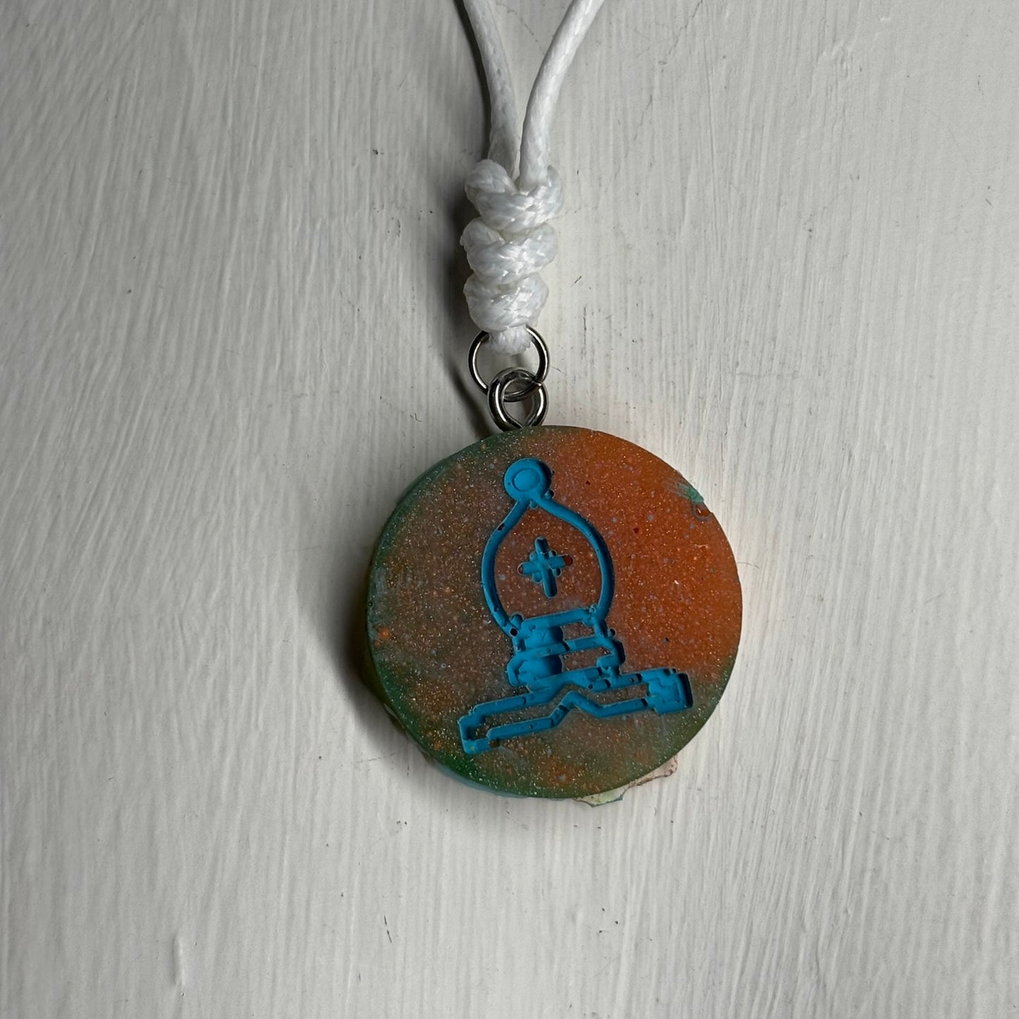 Blue Print Bishop - Handmade Resin Chess Necklace