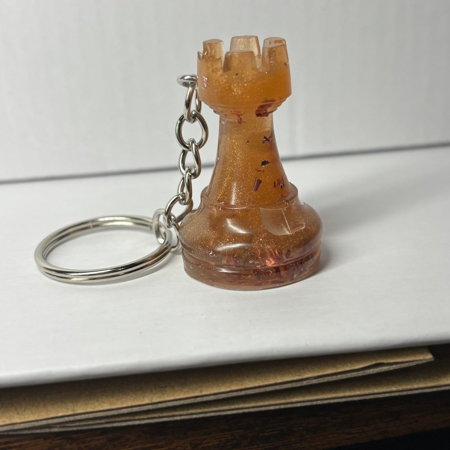 Yellow Fire Rook Handmade Resin Keychain - One of a Kind Design