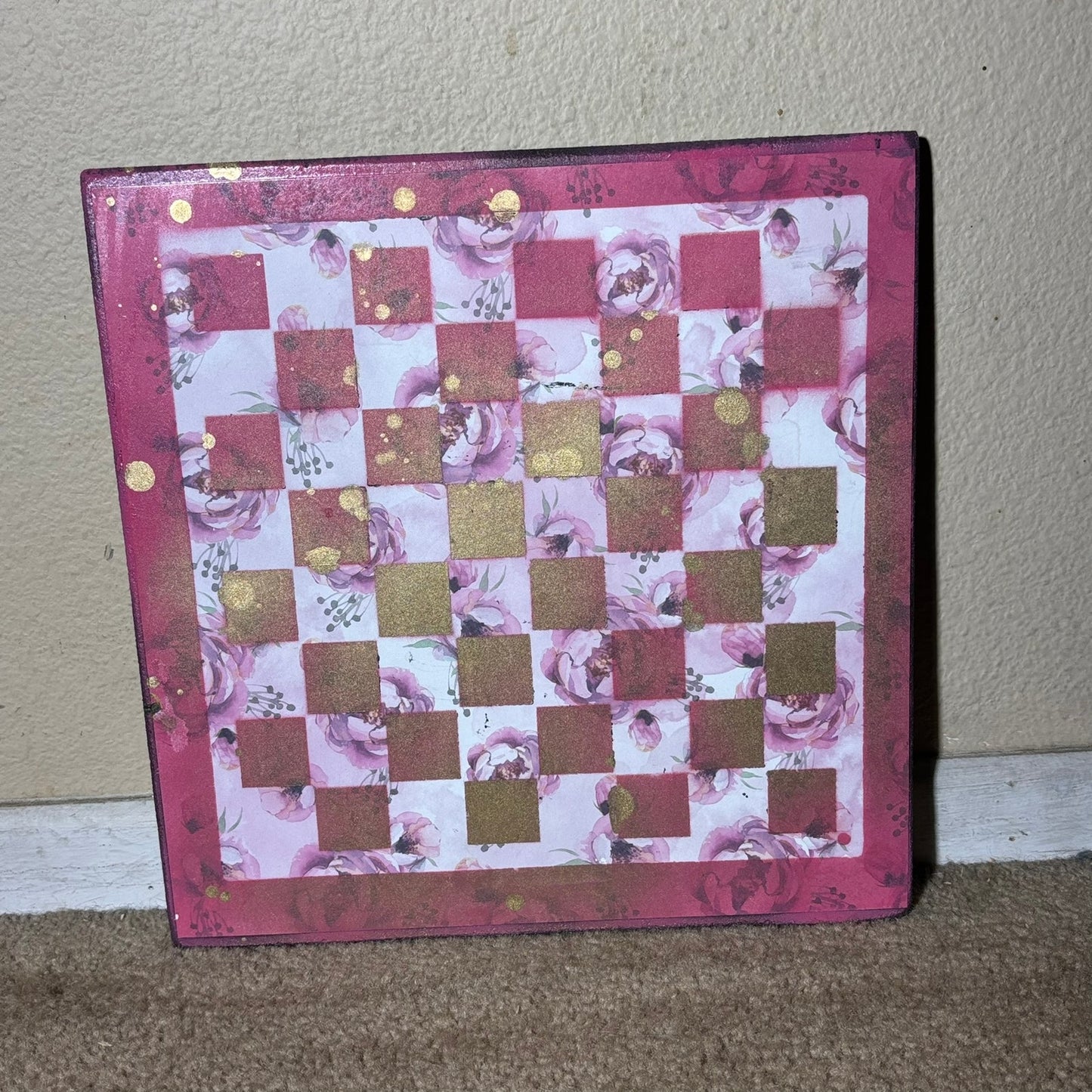 Gold Pink Lush - Scrapbook Chess Board