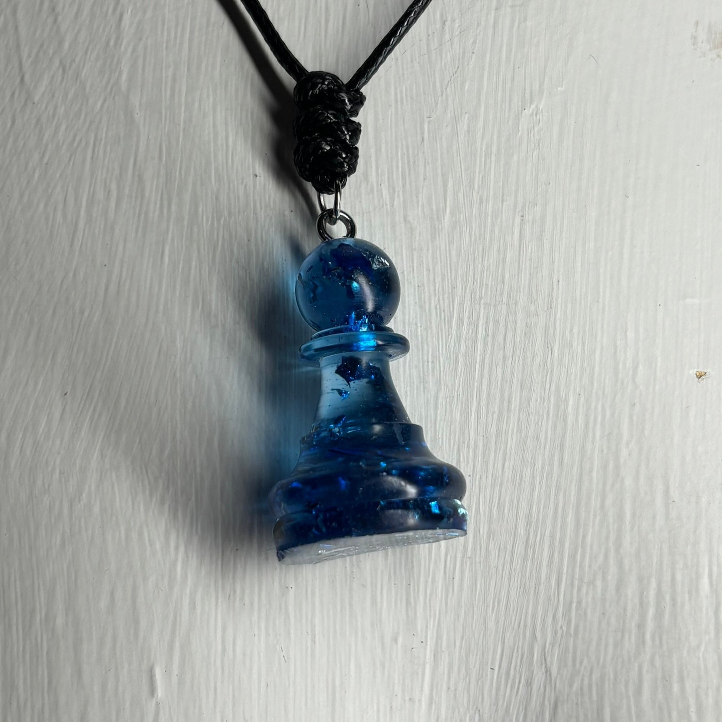 Blue Pawn - Handmade Resin Chess Necklace