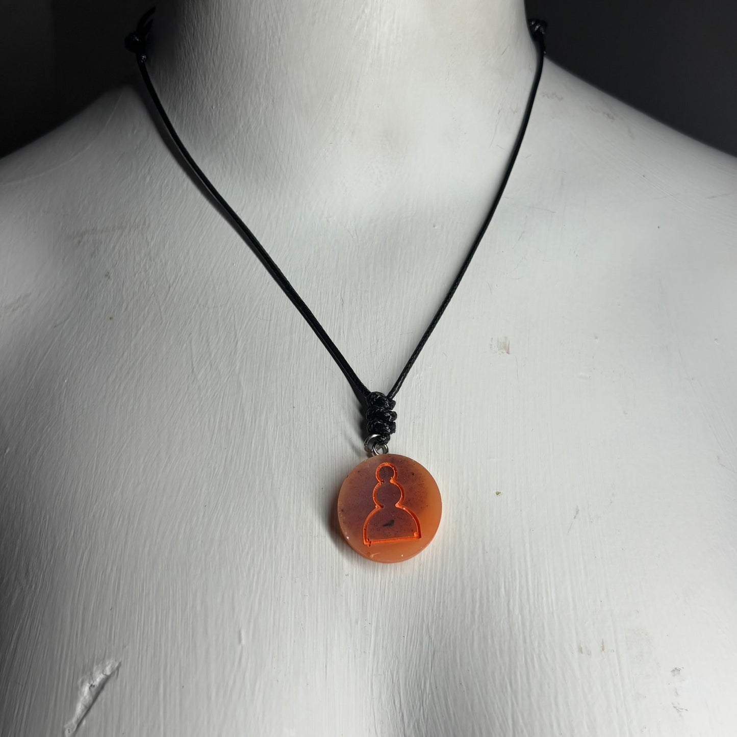 Safari Orange Pawn - Handmade Resin Chess Necklace