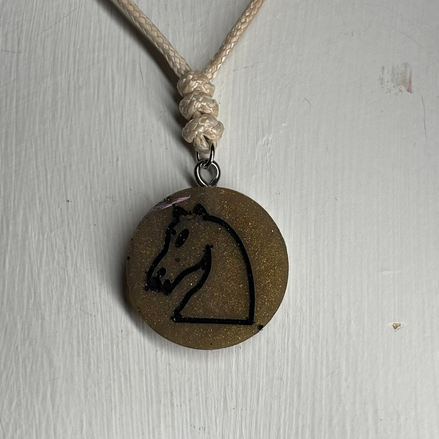 Dark Brown Knight - Handmade Resin Chess Necklace