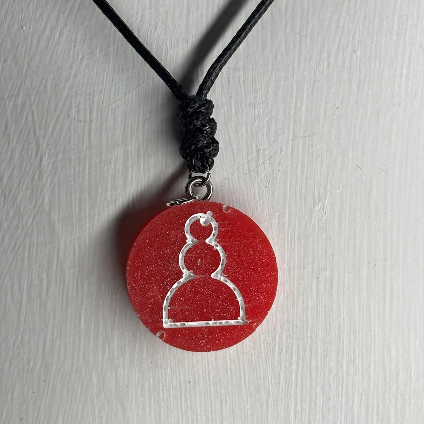 Vibrant Red Pawn - Handmade Resin Chess Necklace