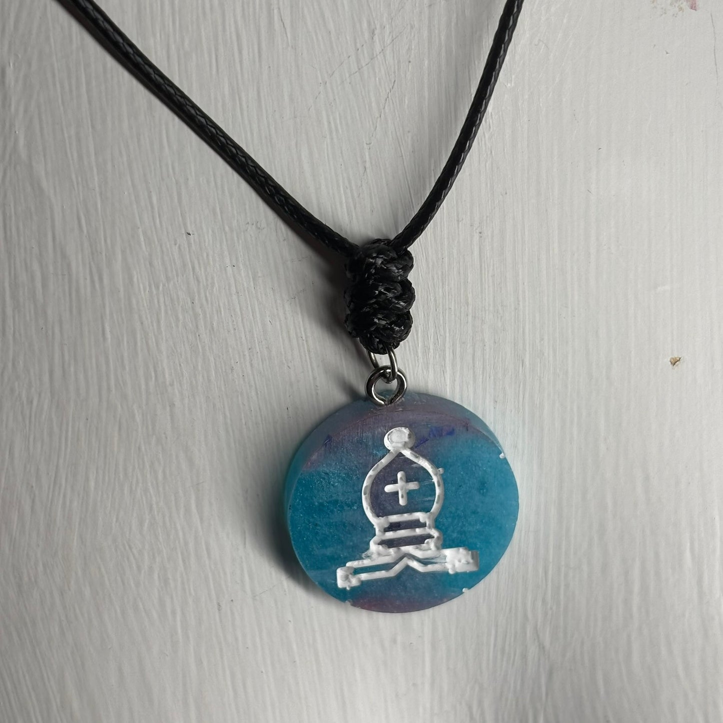 Beach Water Blue Bishop - Handmade Resin Chess Necklace