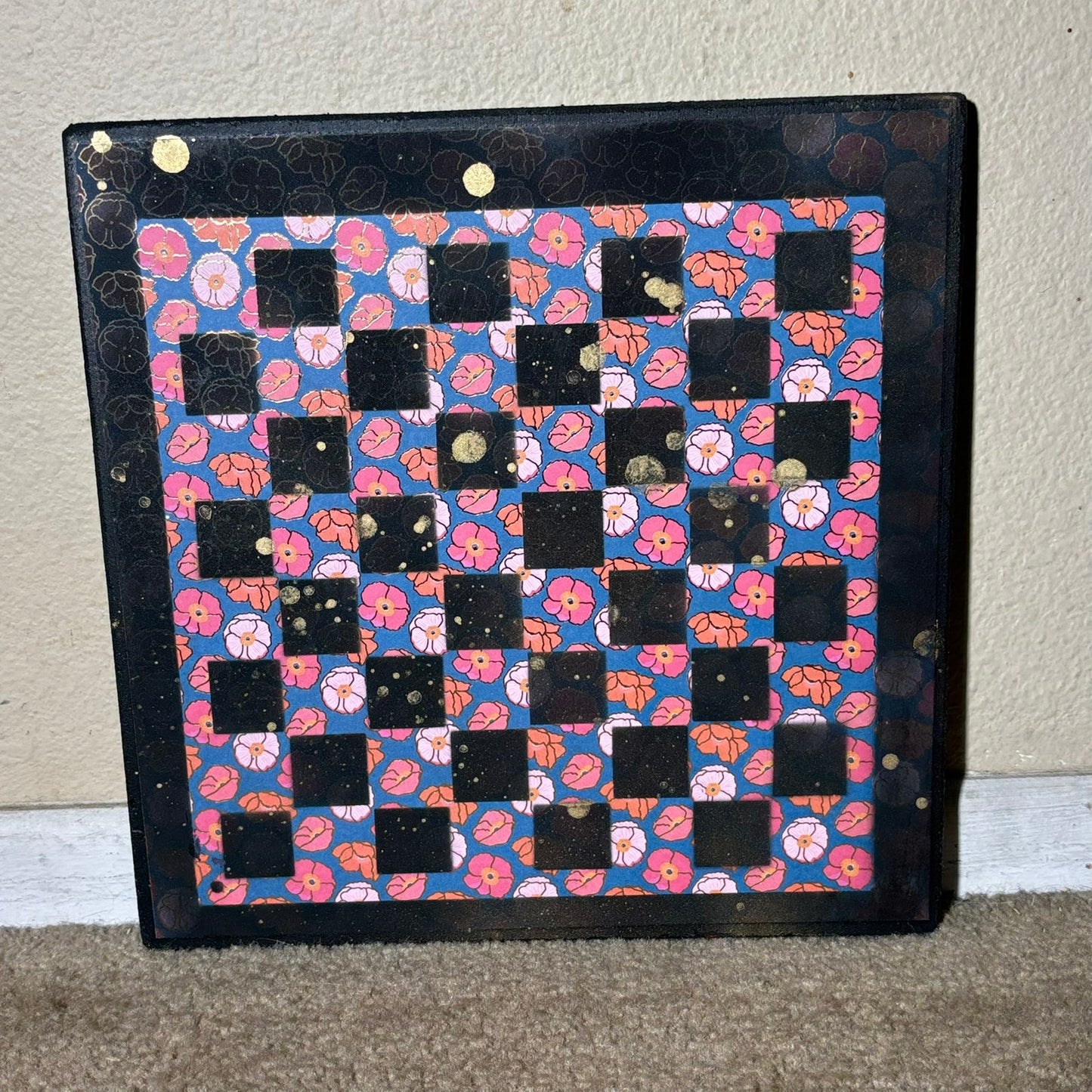 Flower Pattern- Scrapbook Chess Board
