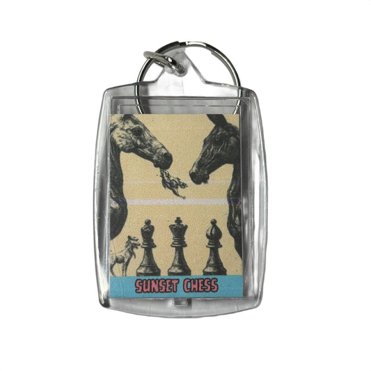 Strong Horses - Sunset Chess Photo Keychain