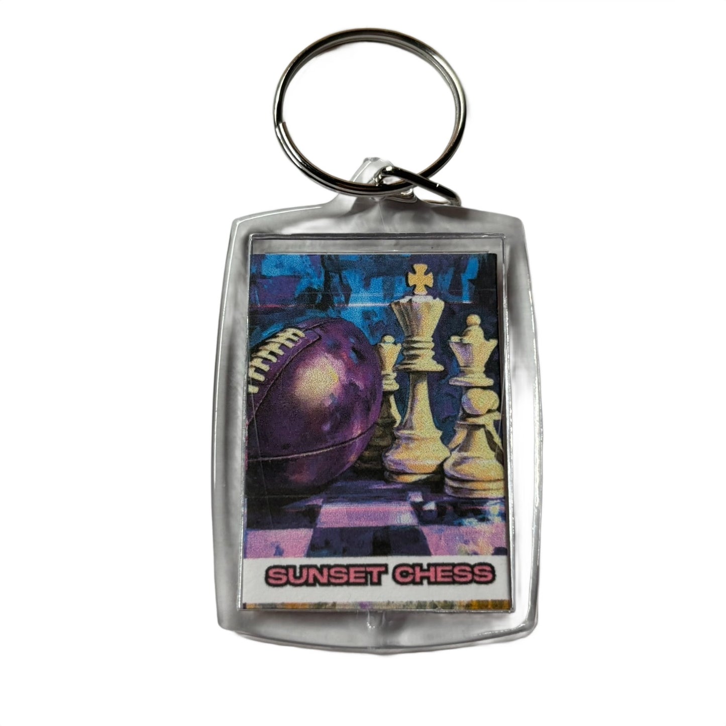 Purple Football - Chess  Photo Keychain