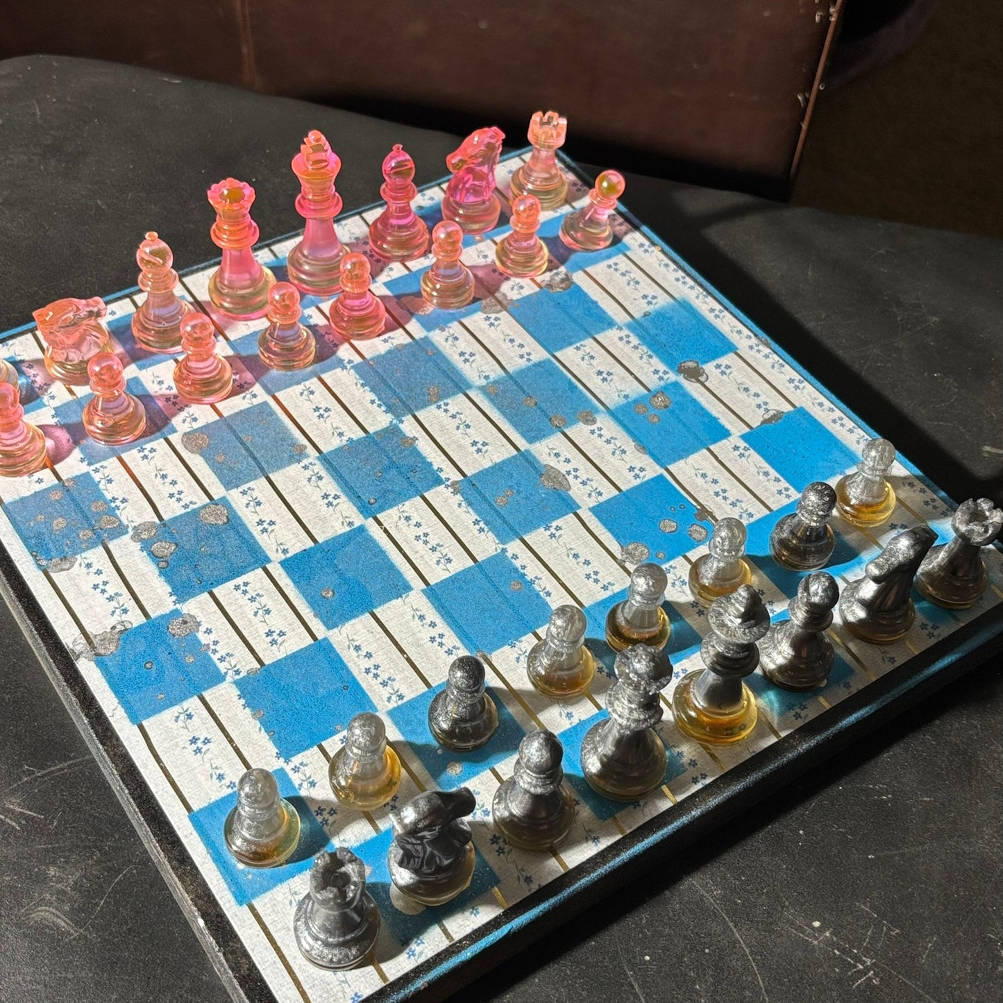 Simple Blue - Scrapbook Chess Set