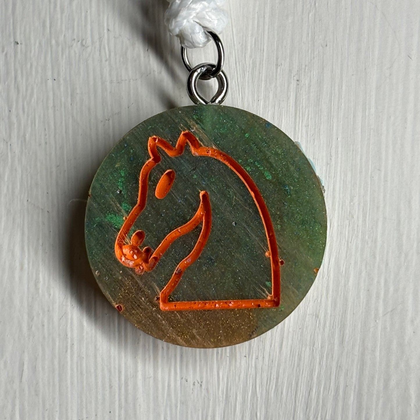 Swamp Green Knight - Handmade Resin Chess Necklace