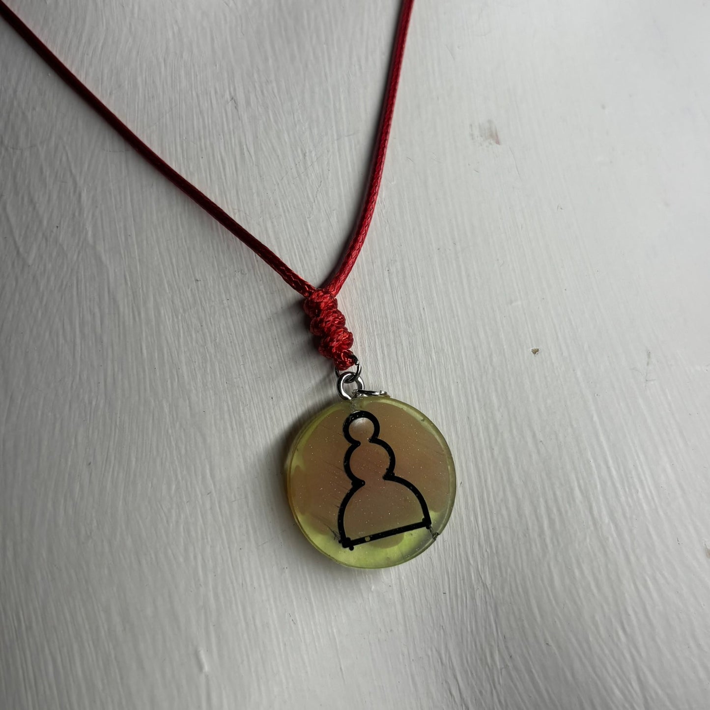 Suffocated Green pawn - Handmade Resin Chess Necklace