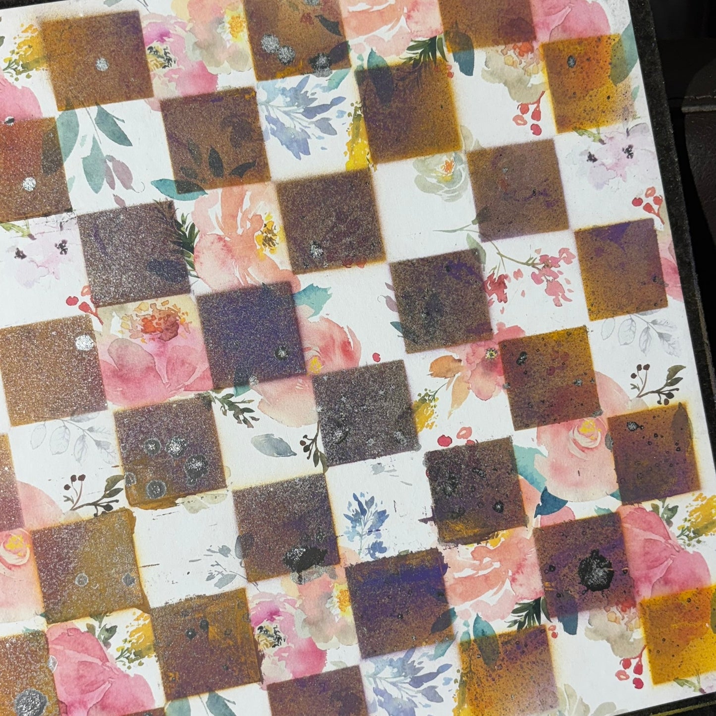 Yellow & Purple Flowers - Scrapbook Chess Board