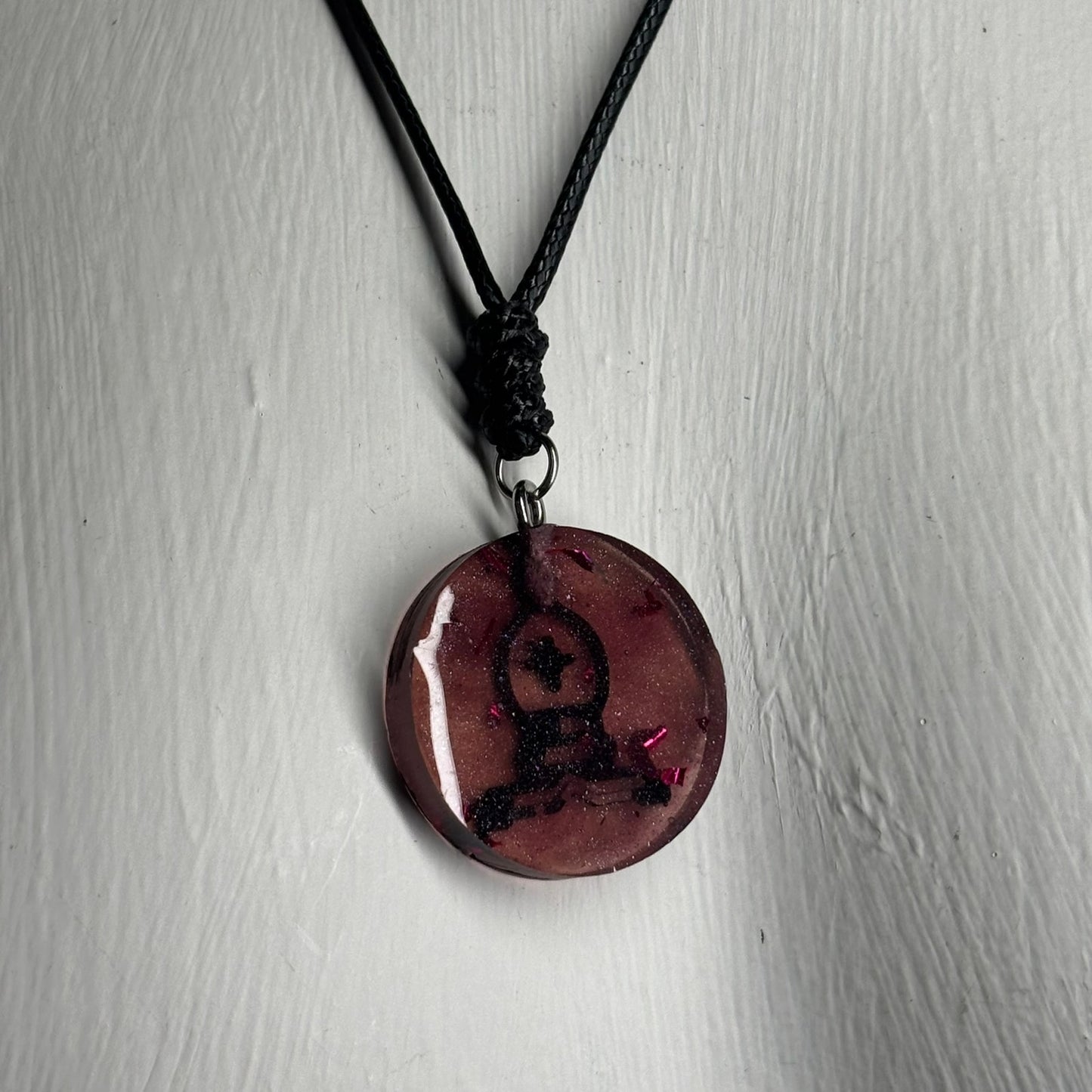 Translucent Burgundy Bishop - Handmade Resin Chess Necklace