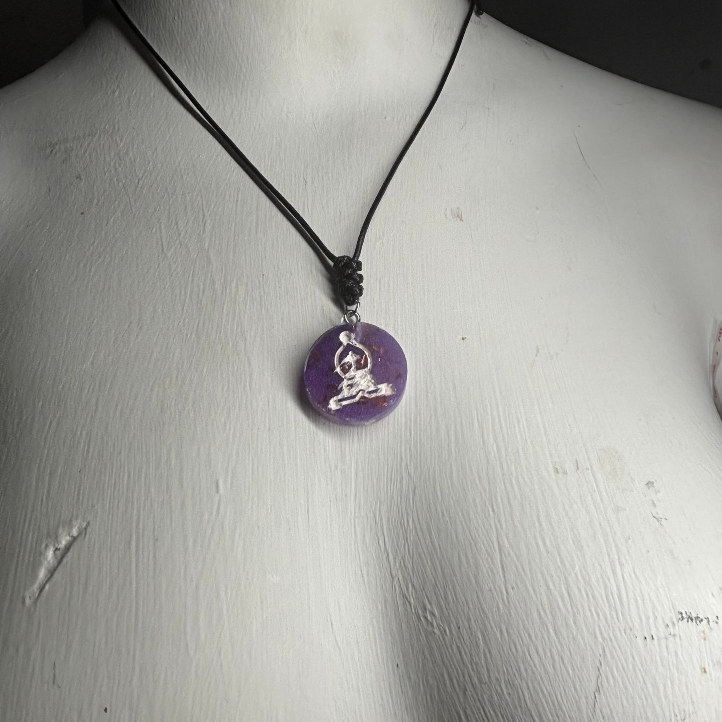Purple Crystal Bishop - Handmade Resin Chess Necklace