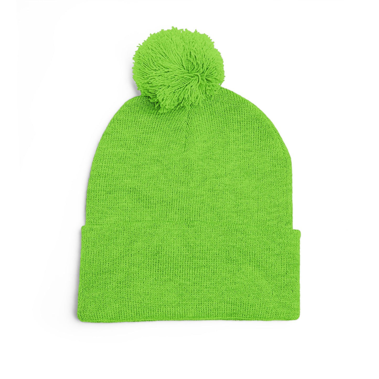 Sunset Chess - Pom Pom Neon Green Beanie