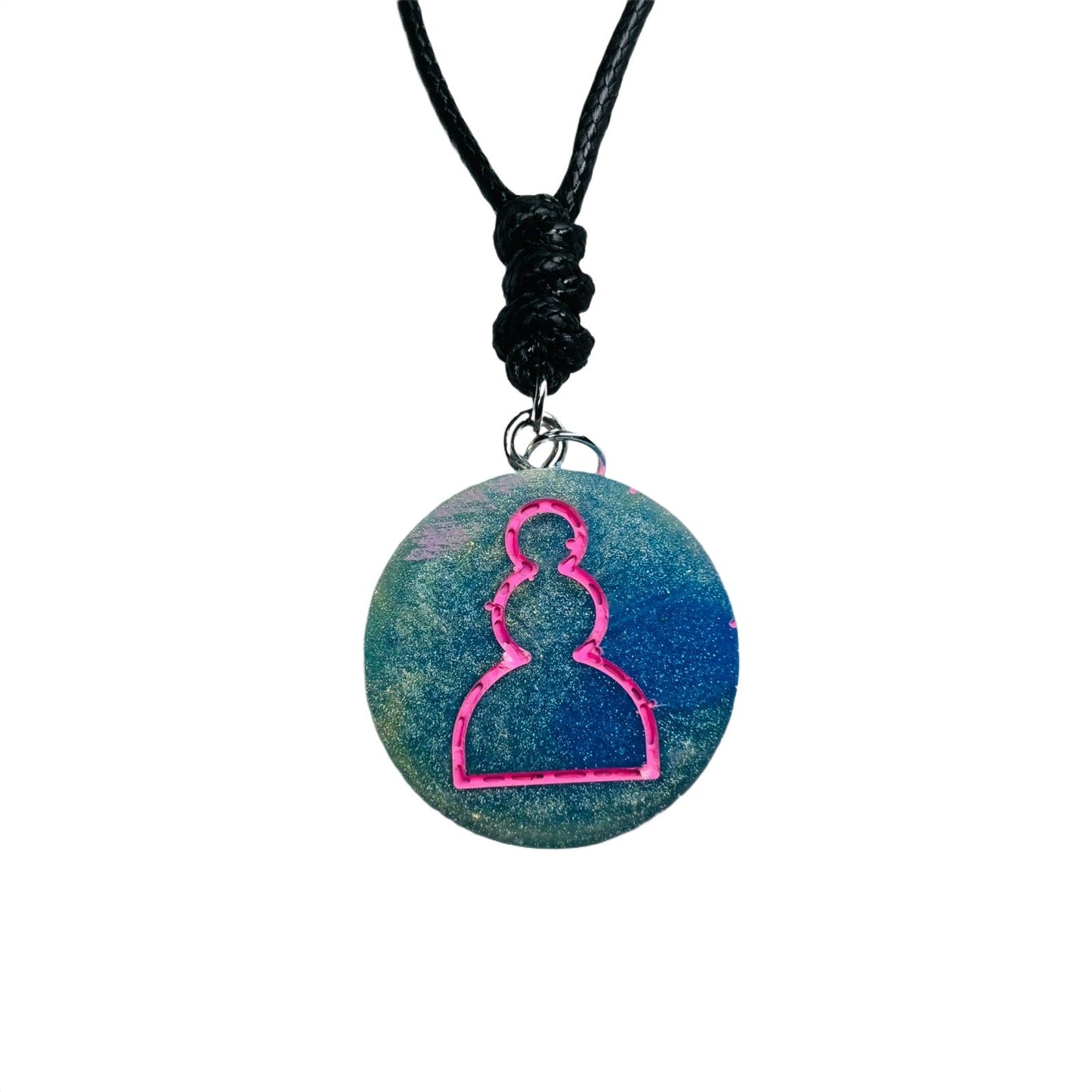 🎁 Brushed Blue Pawn - Handmade Resin Chess Necklace (100% off)