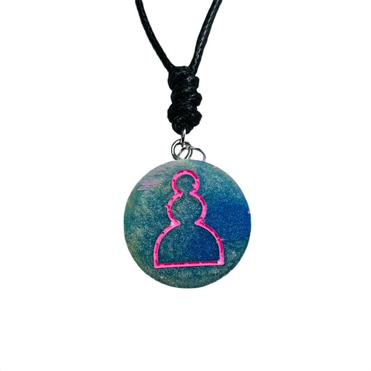 🎁 Brushed Blue Pawn - Handmade Resin Chess Necklace (100% off)