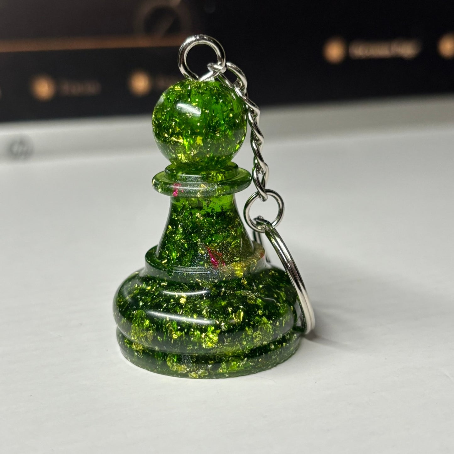 Green Emerald Pawn - Handmade Resin Keychain - Large Edition