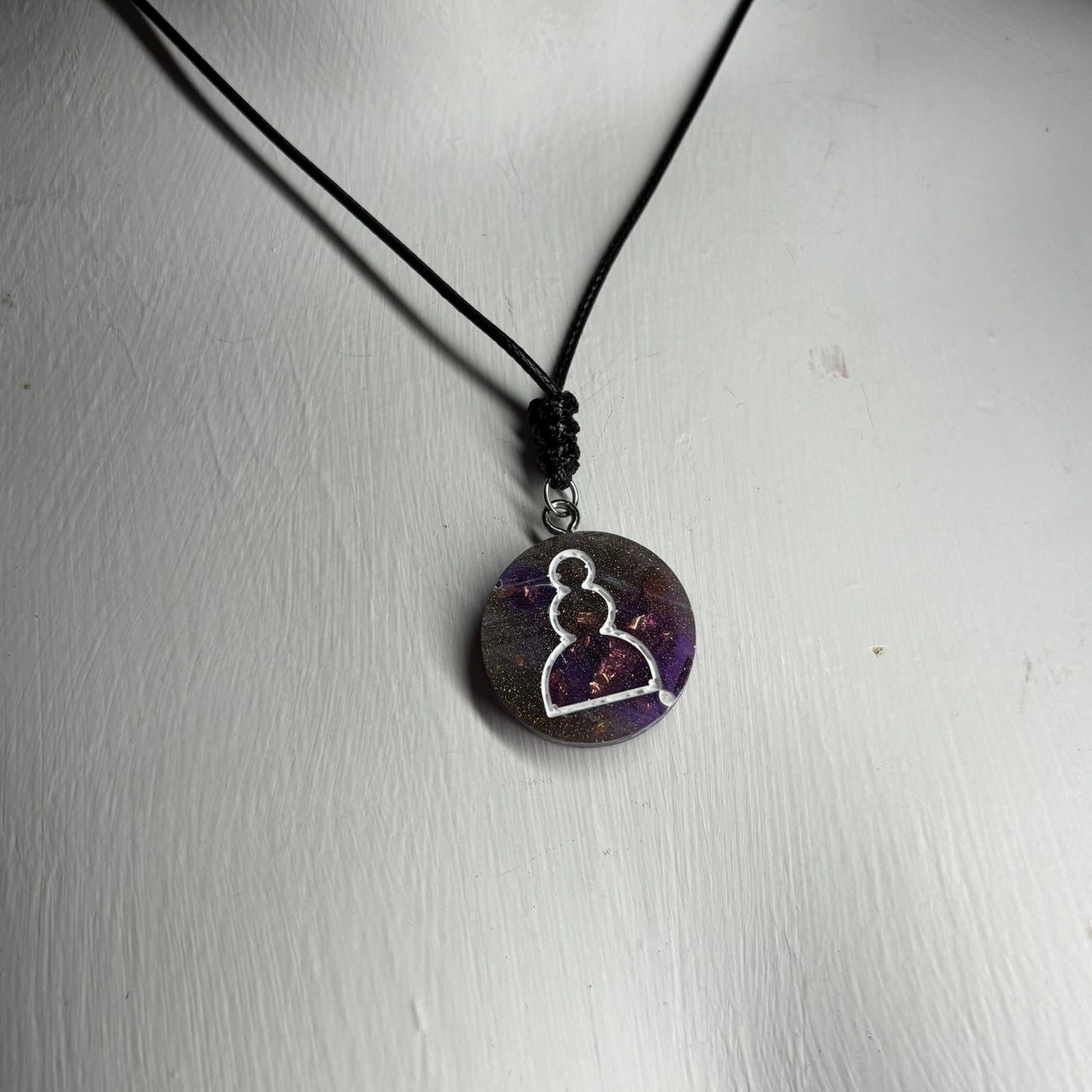 Dark Purple Pawn - Handmade Resin Chess Necklace