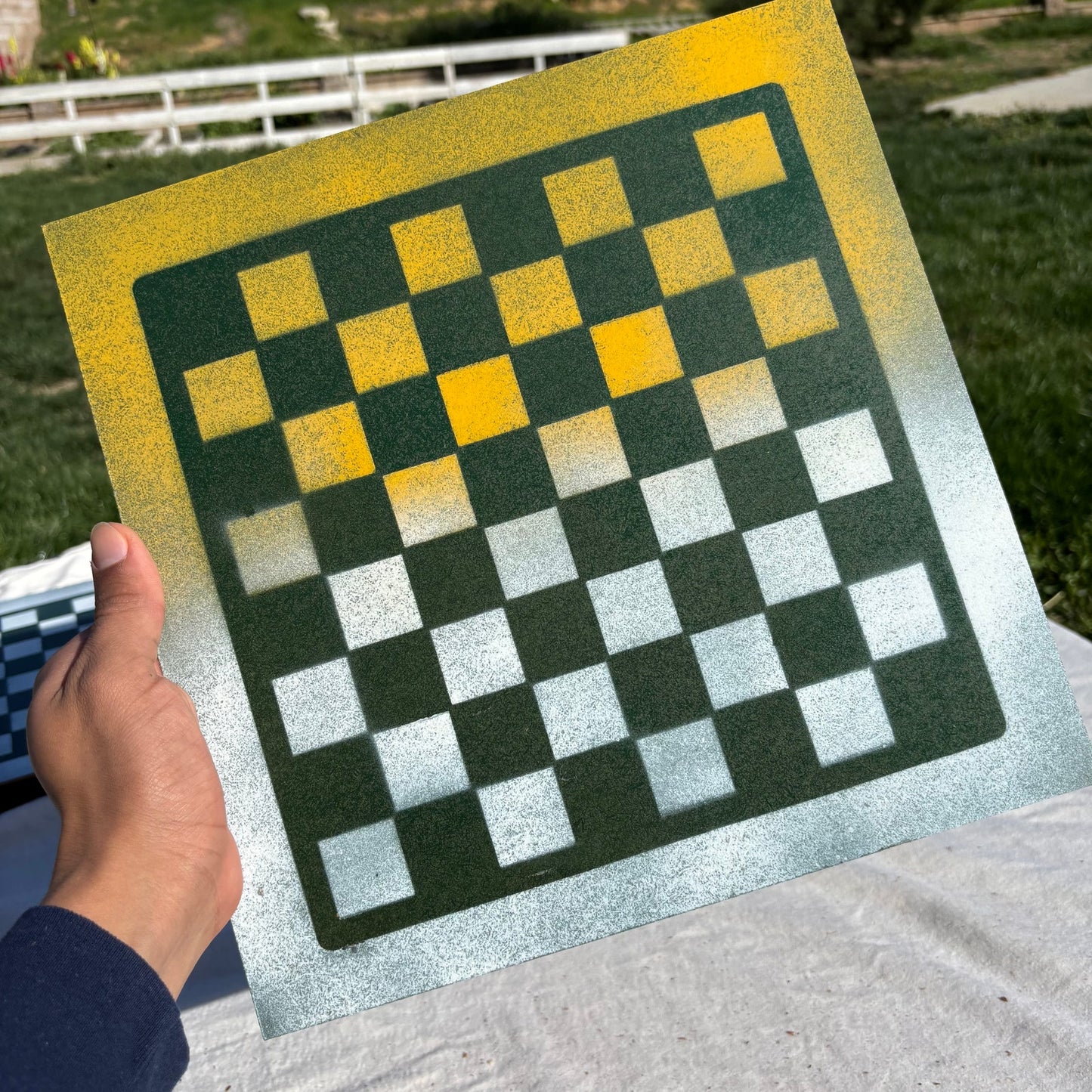 Green & Yellow - Painted Chess Set