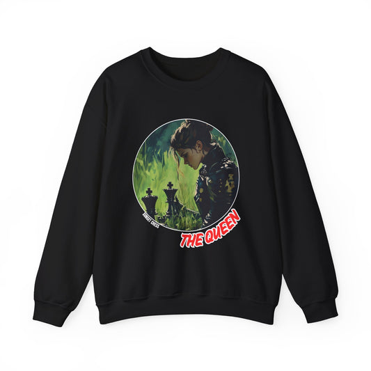 Queen's Meadow - Black Chess Crewneck Sweater