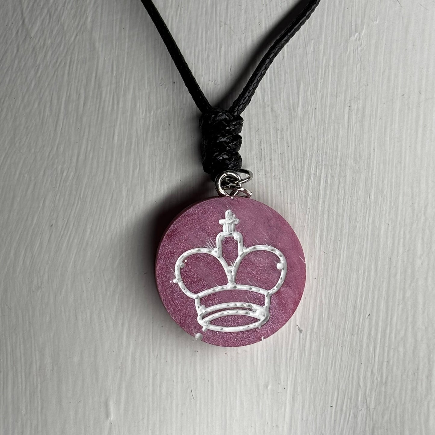 Brush Pink King - Handmade Resin Chess Necklace